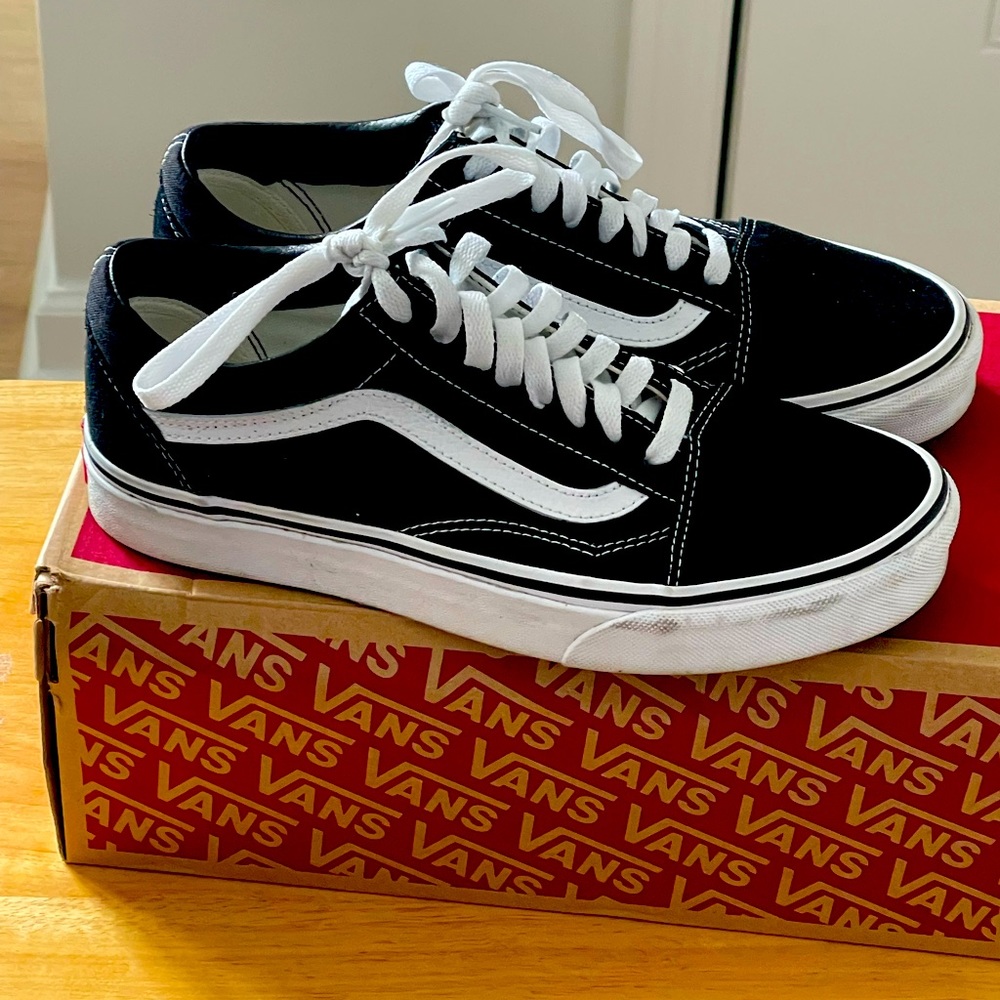 Old Skool Black and White Vans